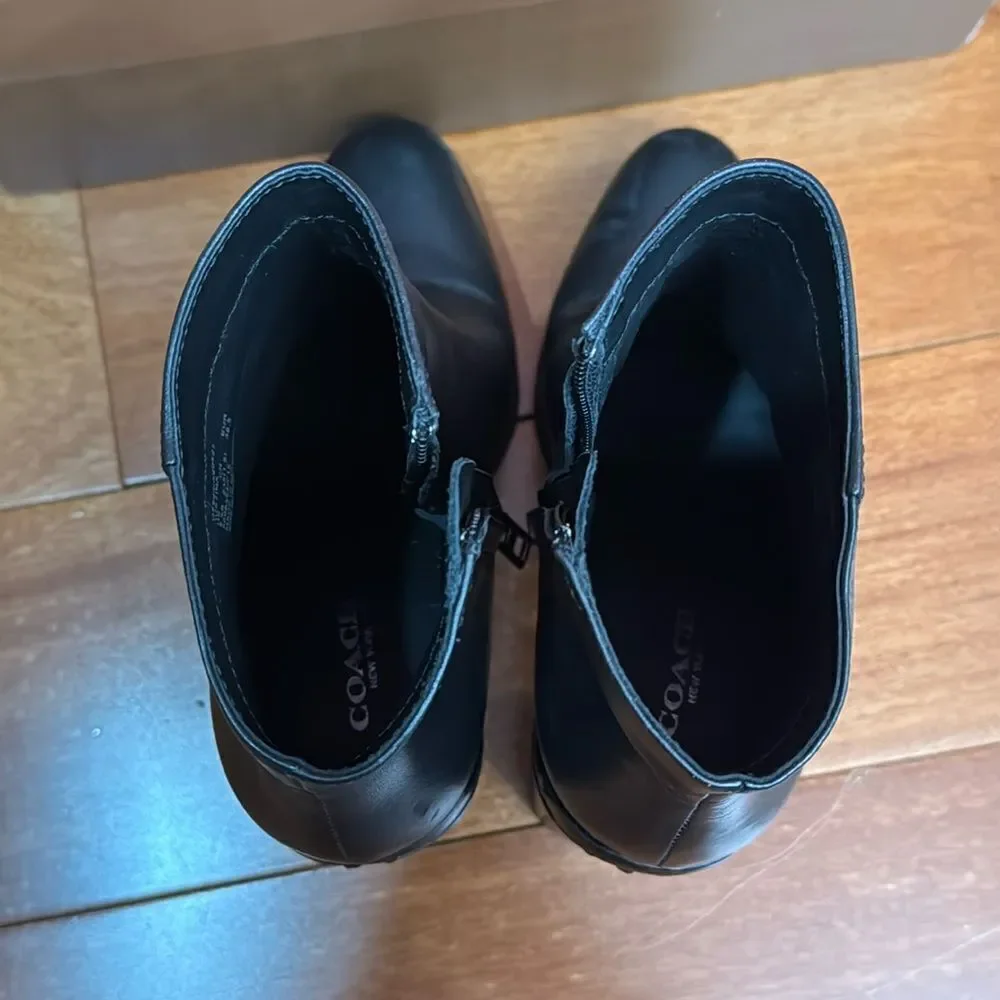 Coach Justina Black Ankle Boots Women's Beaded Chain Accents size 6.5‎ - Picture 9 of 13